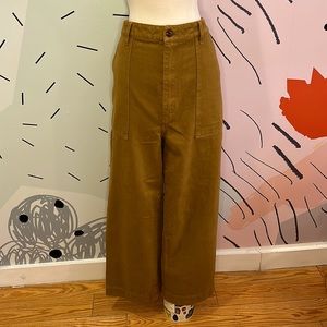 Alex Mill Cropped Wide Leg High Waist Pants in ‘Golden Khaki’